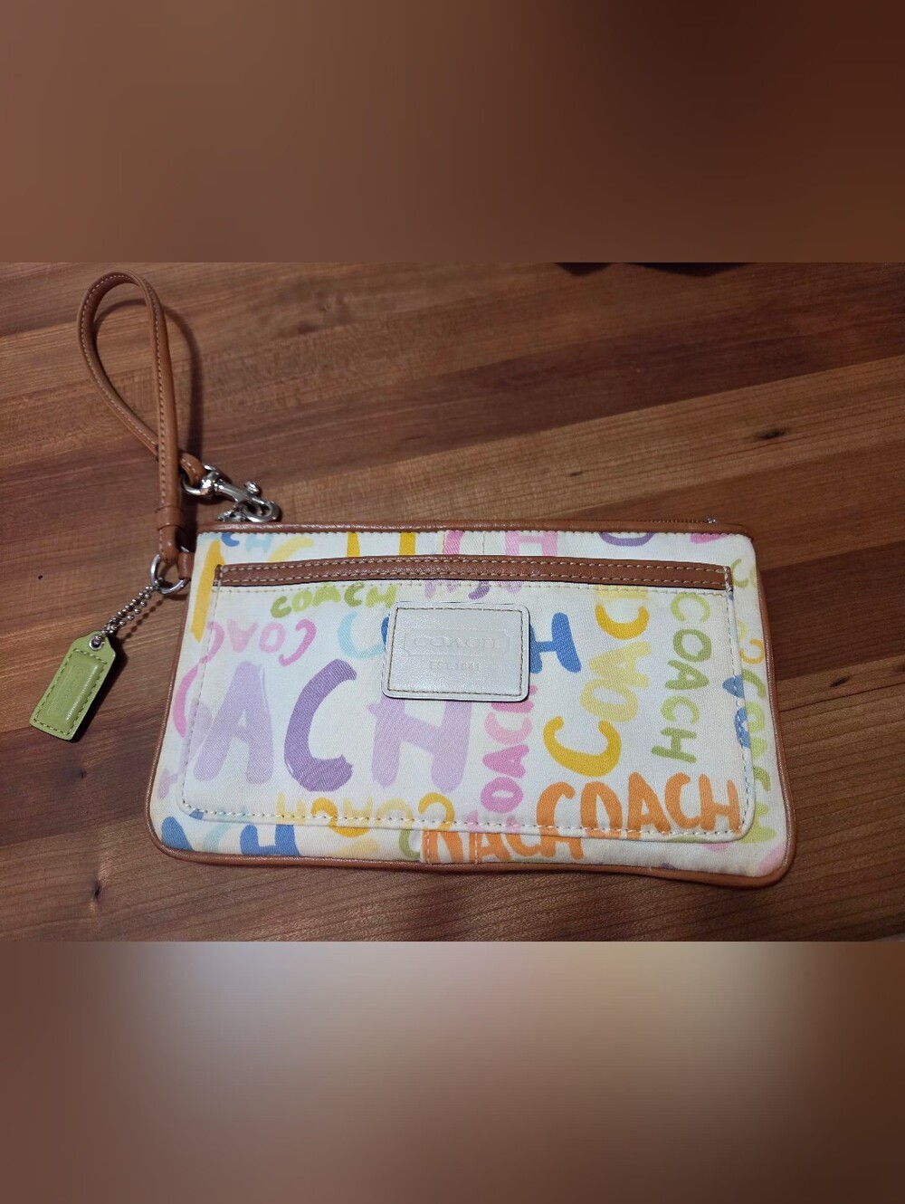 Vtg COACH Hampton Scribble Graffiti Canvas Wristlet